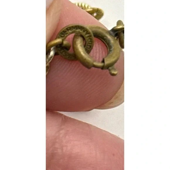 WEST GERMANY Brown Slag Glass Faux Pearl & Rhinestone Necklace Vintage Jewelry - Picture 6 of 6